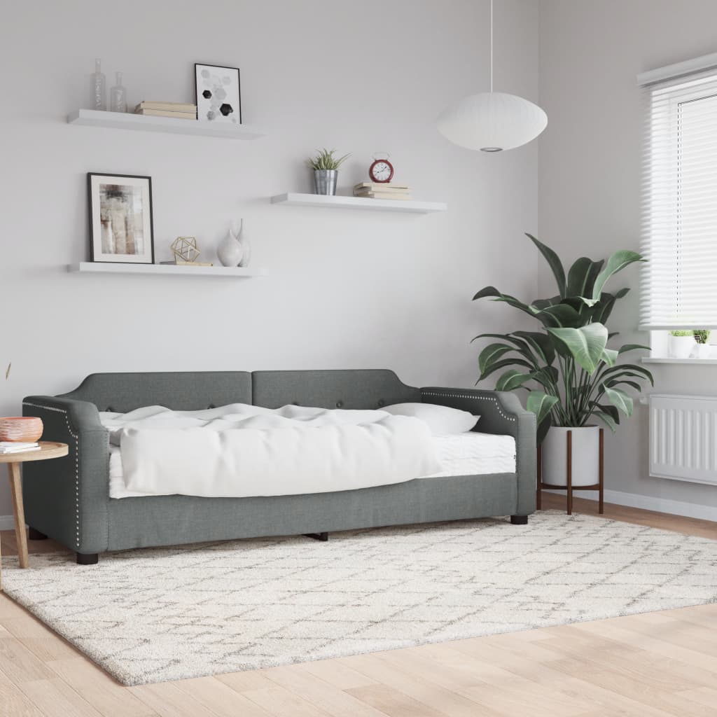Slaapbank met matras 90x190 cm stof donkergrijs is nu te koop bij PeponiXL, paradijselijk wonen!