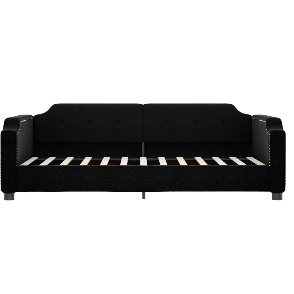 Slaapbank met onderschuifbed 80x200 cm stof zwart is nu te koop bij PeponiXL, paradijselijk wonen!