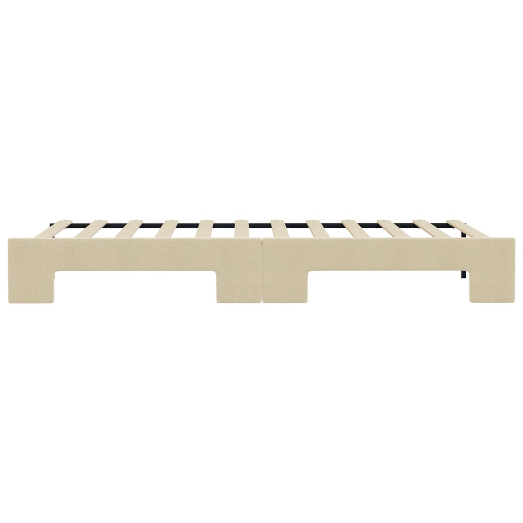 Slaapbank met onderschuifbed 80x200 cm stof crèmekleurig is nu te koop bij PeponiXL, paradijselijk wonen!