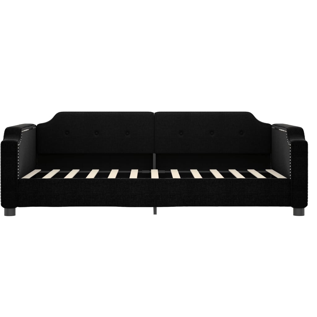 Slaapbank met onderschuifbed 90x200 cm stof zwart is nu te koop bij PeponiXL, paradijselijk wonen!