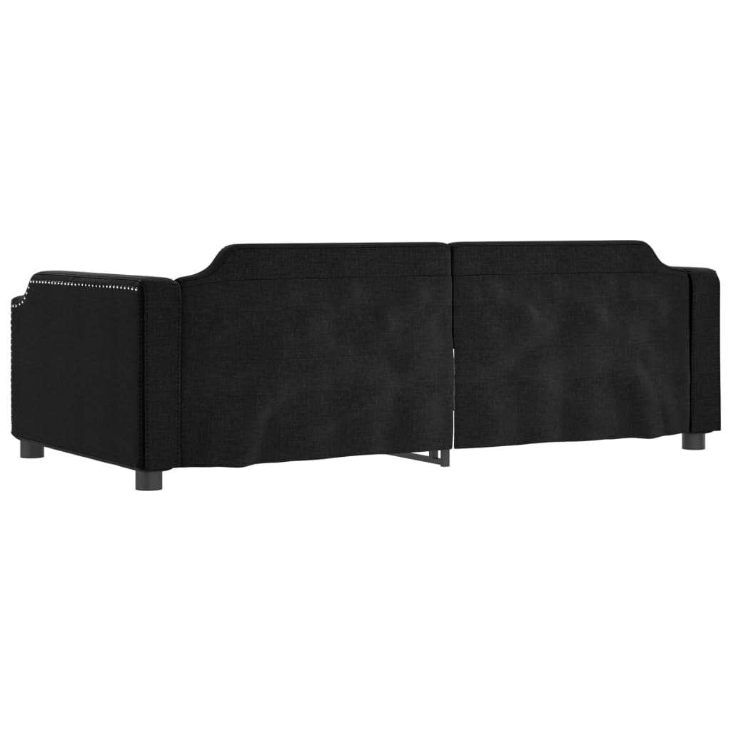 Slaapbank met onderschuifbed 90x200 cm stof zwart is nu te koop bij PeponiXL, paradijselijk wonen!