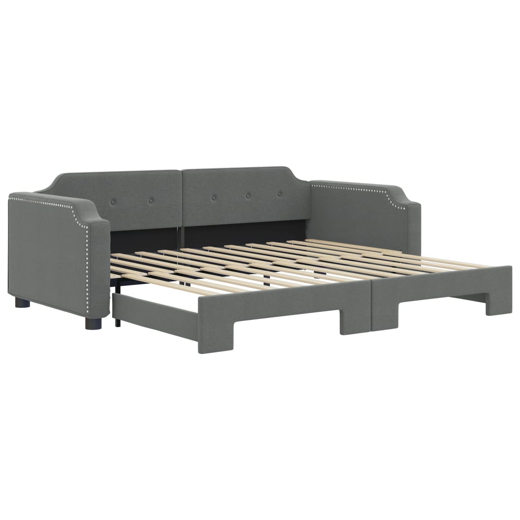 Slaapbank met onderschuifbed 100x200 cm stof donkergrijs is nu te koop bij PeponiXL, paradijselijk wonen!