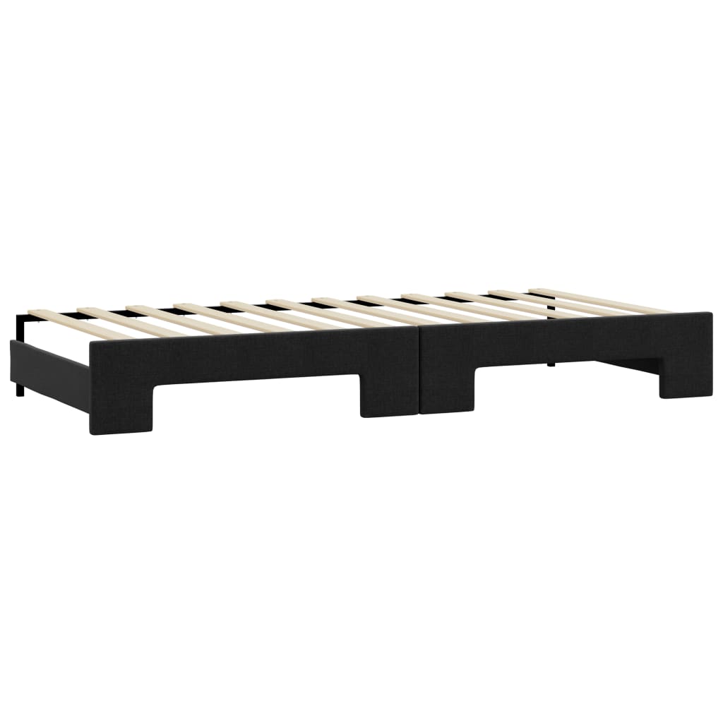 Slaapbank met onderschuifbed 100x200 cm stof zwart is nu te koop bij PeponiXL, paradijselijk wonen!