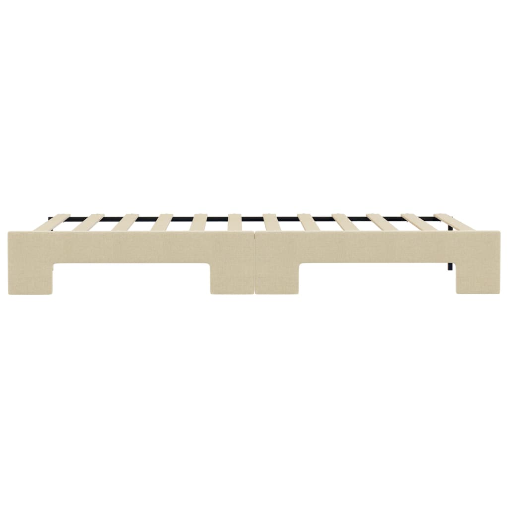 Slaapbank met onderschuifbed 100x200 cm stof crèmekleurig is nu te koop bij PeponiXL, paradijselijk wonen!