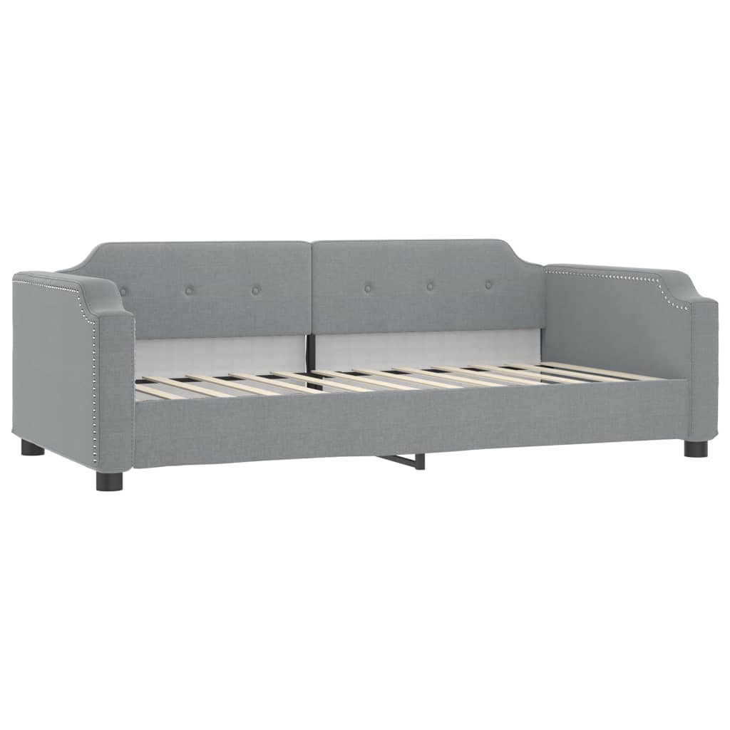 Slaapbank onderschuifbed en matrassen 90x200 cm stof lichtgrijs is nu te koop bij PeponiXL, paradijselijk wonen!