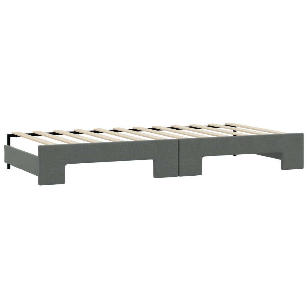 Slaapbank onderschuifbed matrassen 90x200 cm stof donkergrijs is nu te koop bij PeponiXL, paradijselijk wonen!