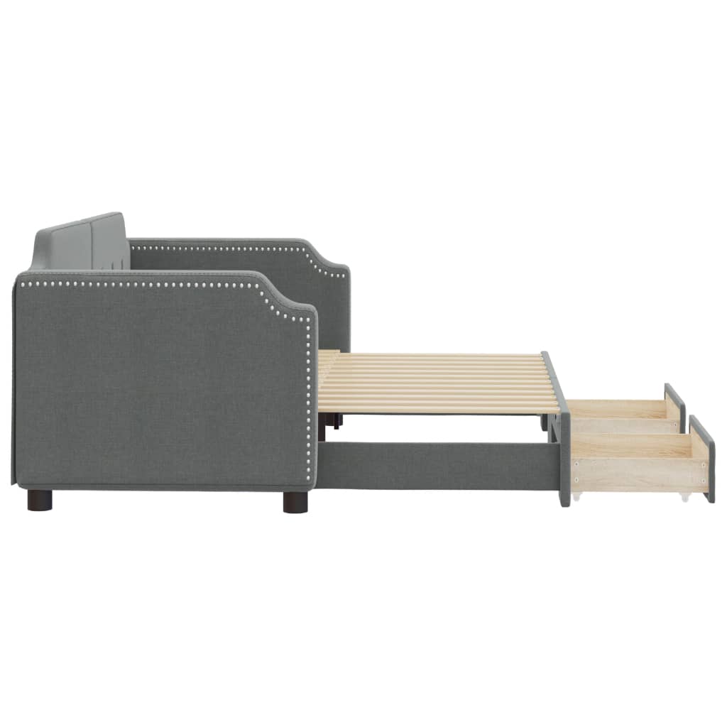 Slaapbank onderschuifbed en lades 80x200 cm stof donkergrijs is nu te koop bij PeponiXL, paradijselijk wonen!