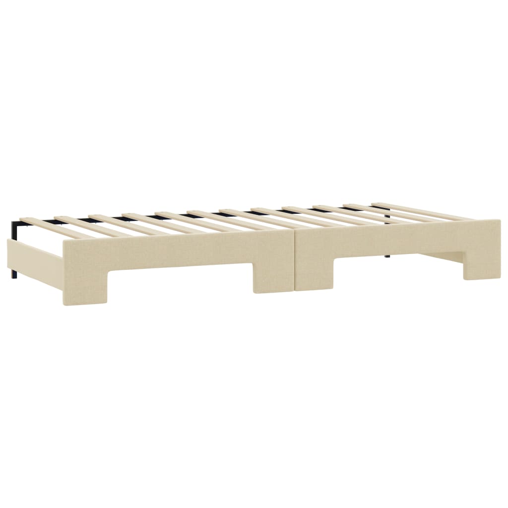 Slaapbank met onderschuifbed en lades 80x200 cm stof crèmekleur is nu te koop bij PeponiXL, paradijselijk wonen!