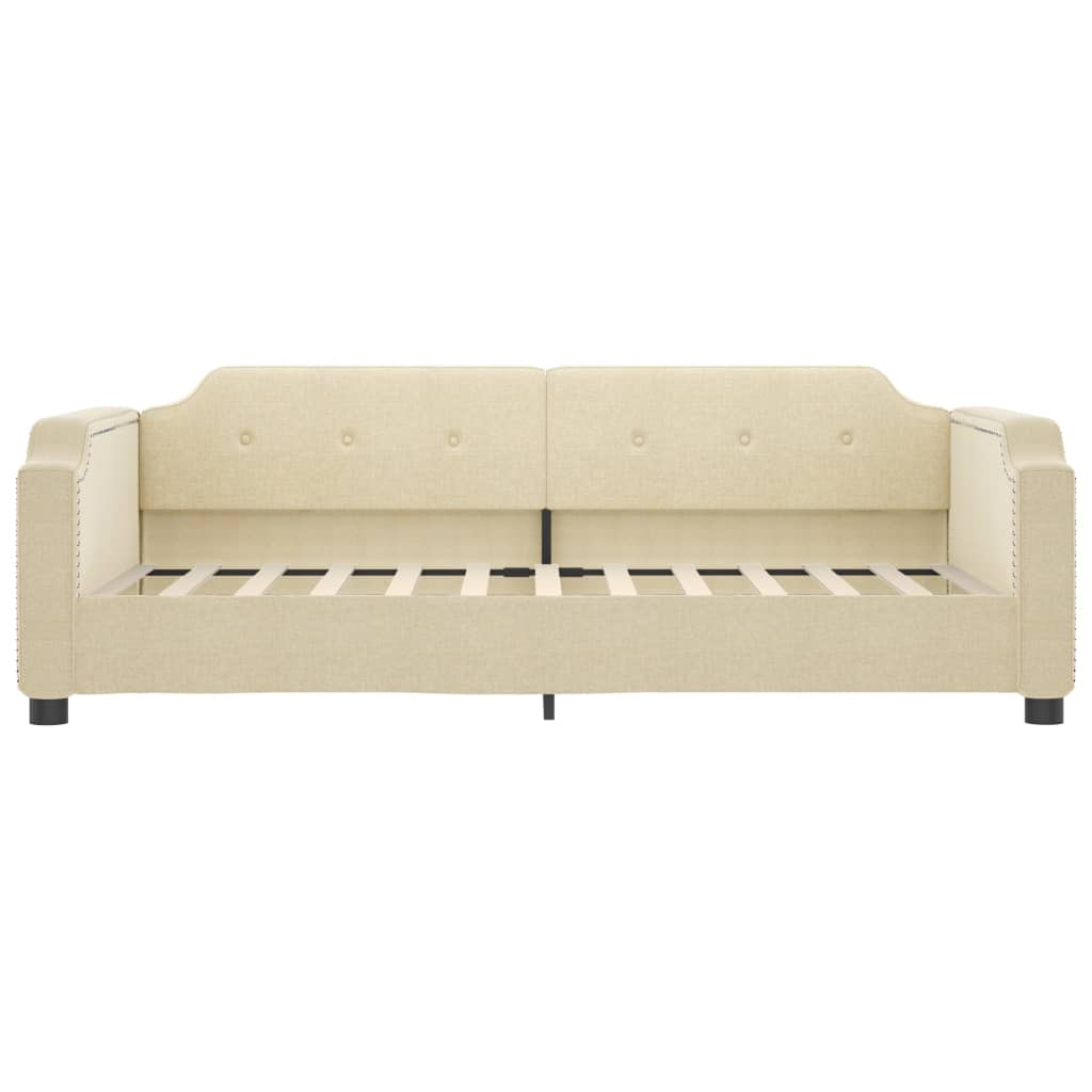 Slaapbank met onderschuifbed en lades 90x200 cm stof crèmekleur is nu te koop bij PeponiXL, paradijselijk wonen!