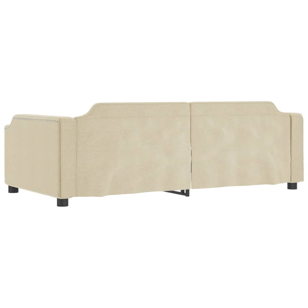 Slaapbank met onderschuifbed en lades 90x200 cm stof crèmekleur is nu te koop bij PeponiXL, paradijselijk wonen!