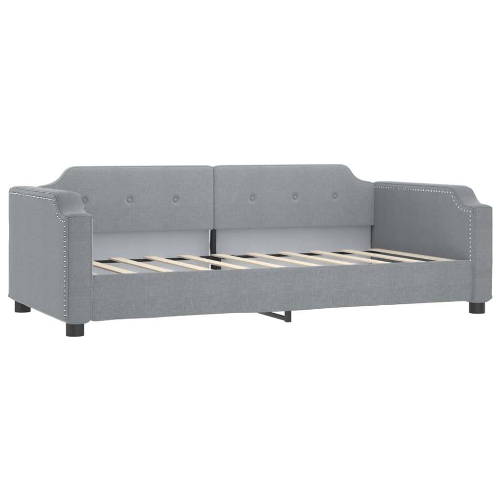 Slaapbank onderschuifbed en lades 100x200 cm stof lichtgrijs is nu te koop bij PeponiXL, paradijselijk wonen!