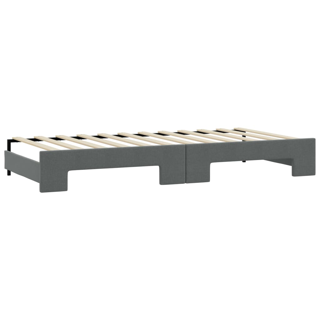 Slaapbank onderschuifbed en lades 100x200 cm stof donkergrijs is nu te koop bij PeponiXL, paradijselijk wonen!