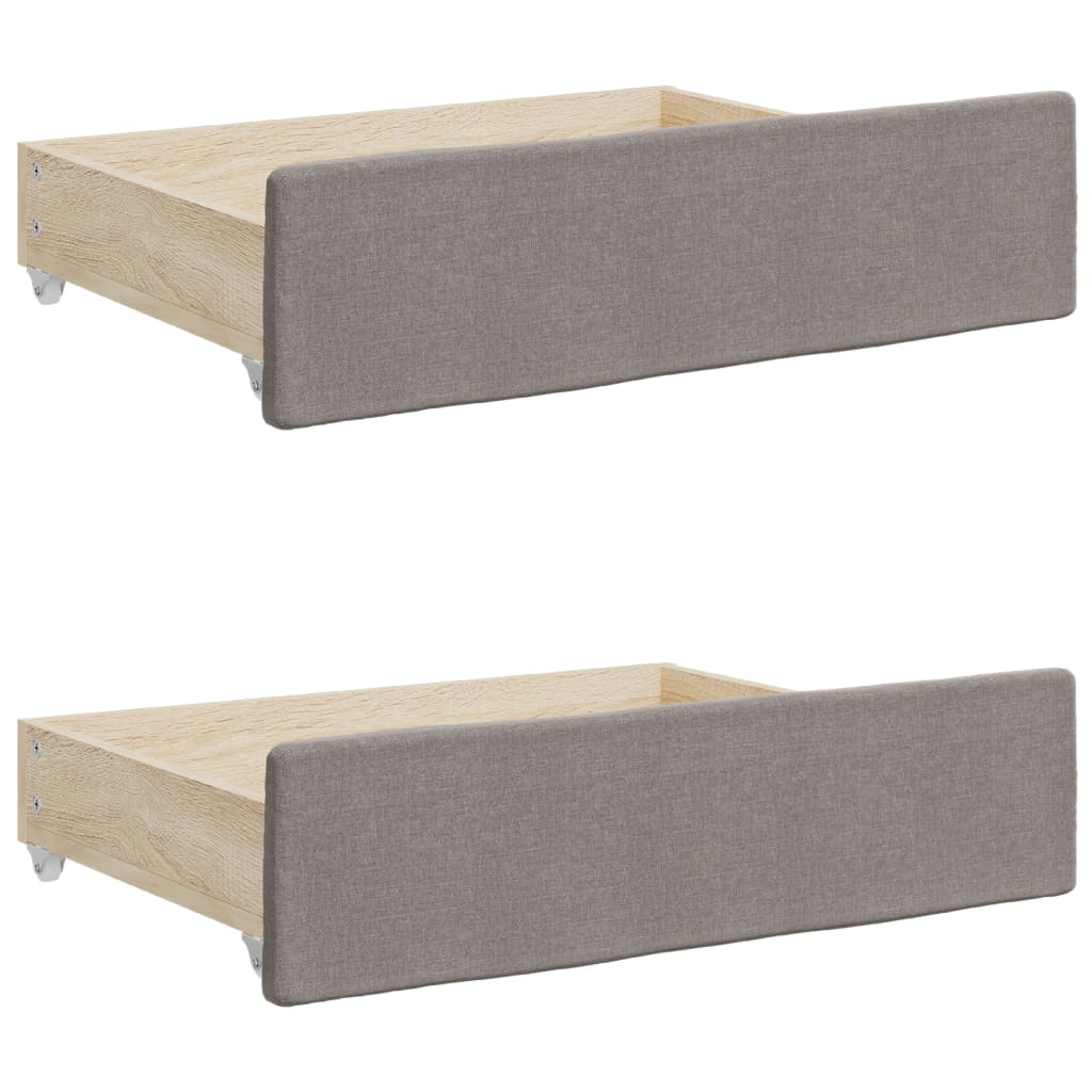 Slaapbank met onderschuifbed en lades 100x200 cm stof taupe is nu te koop bij PeponiXL, paradijselijk wonen!