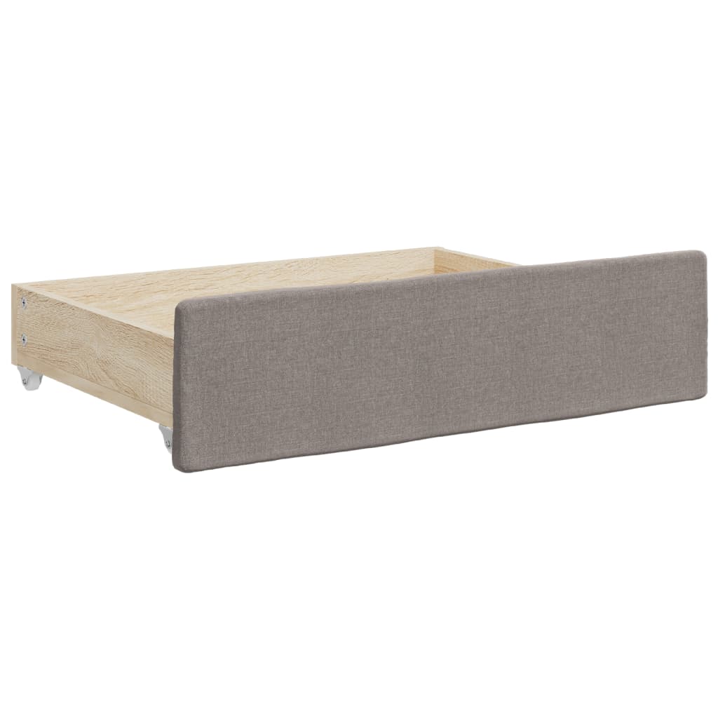 Slaapbank met onderschuifbed en lades 100x200 cm stof taupe is nu te koop bij PeponiXL, paradijselijk wonen!