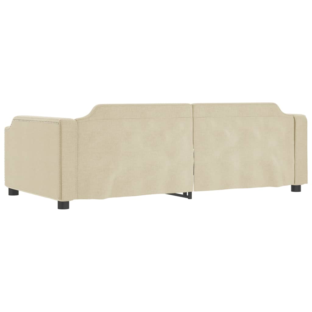Slaapbank met onderschuifbed en lades 100x200 cm stof crème is nu te koop bij PeponiXL, paradijselijk wonen!