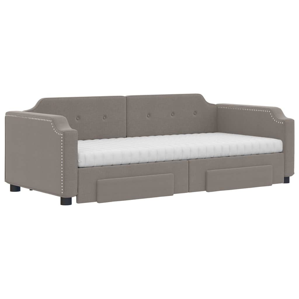 Slaapbank met onderschuifbed en lades 80x200 cm stof taupe is nu te koop bij PeponiXL, paradijselijk wonen!