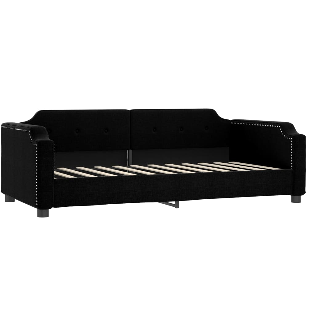 Slaapbank met onderschuifbed en lades 90x200 cm stof zwart is nu te koop bij PeponiXL, paradijselijk wonen!