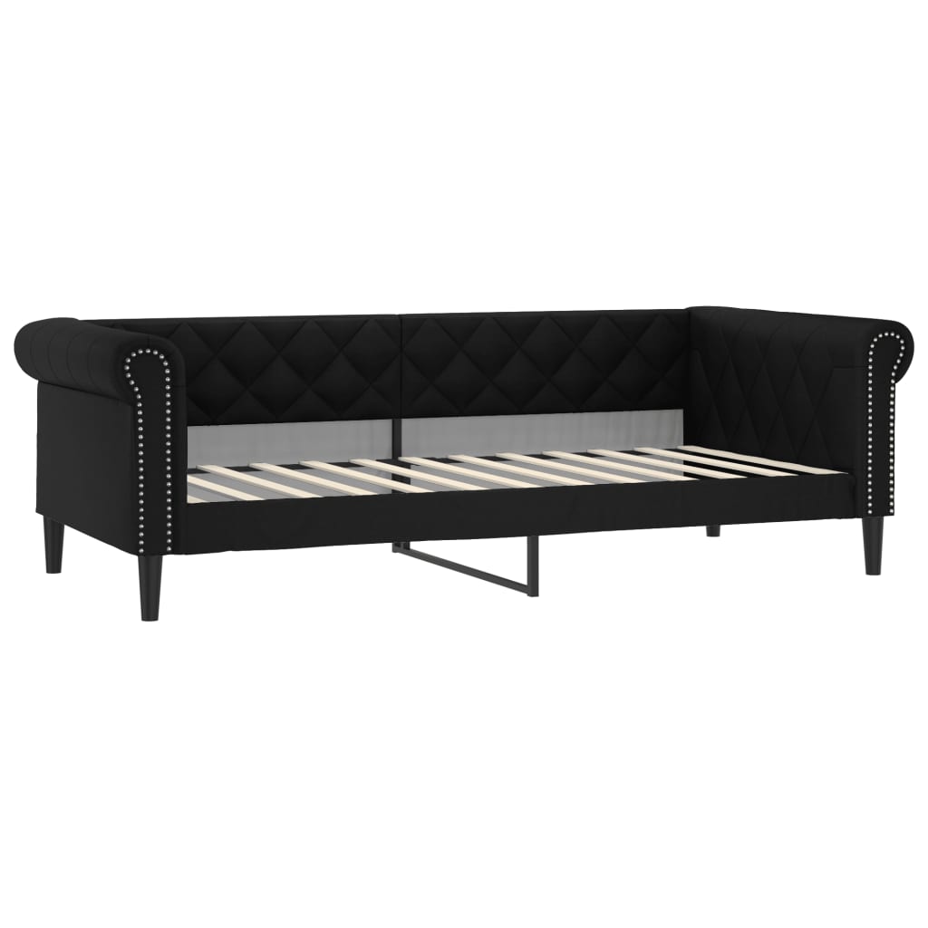 Slaapbank met matras 90x200 cm kunstleer zwart is nu te koop bij PeponiXL, paradijselijk wonen!