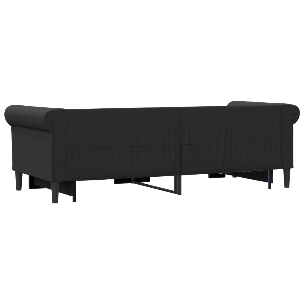 Slaapbank met onderschuifbed 90x200 cm kunstleer zwart is nu te koop bij PeponiXL, paradijselijk wonen!