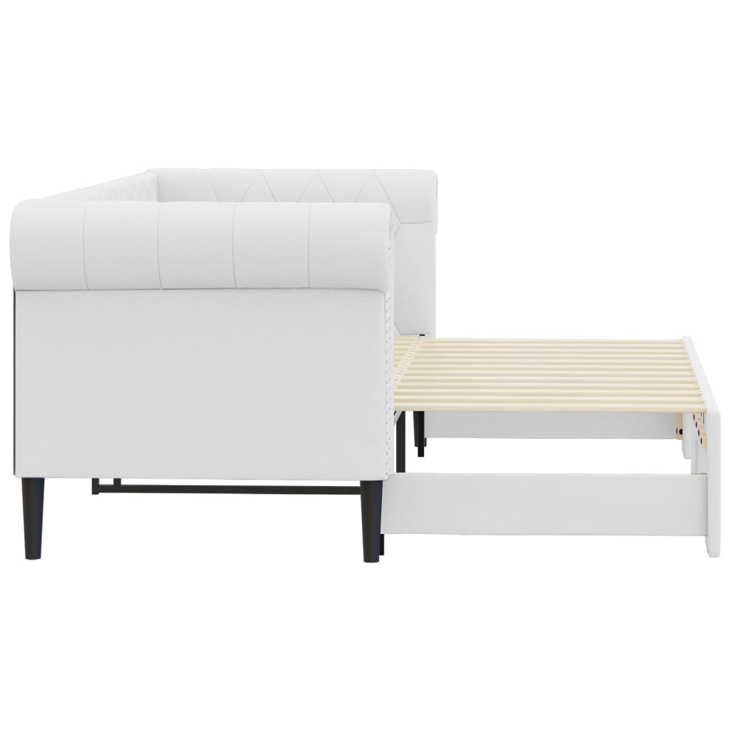 Slaapbank met onderschuifbed 90x200 cm kunstleer wit is nu te koop bij PeponiXL, paradijselijk wonen!