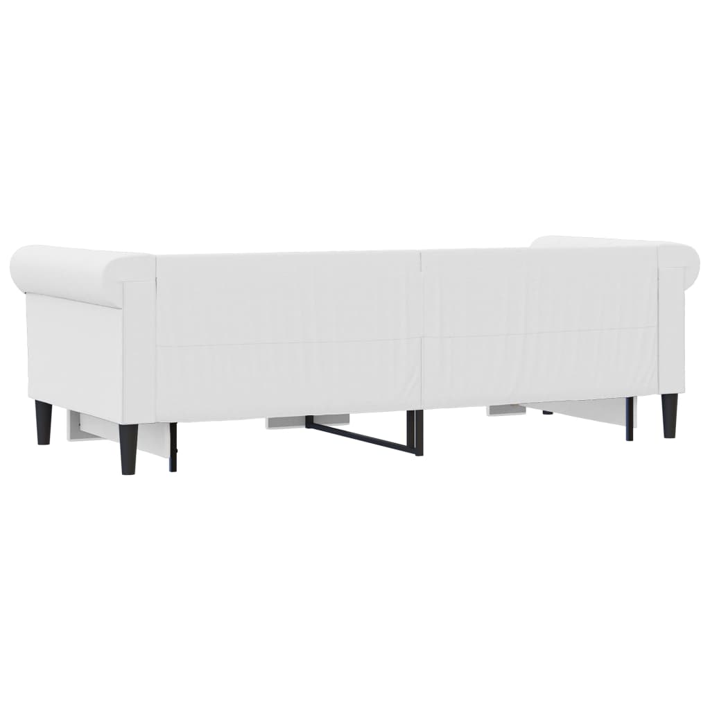 Slaapbank met onderschuifbed 90x200 cm kunstleer wit is nu te koop bij PeponiXL, paradijselijk wonen!