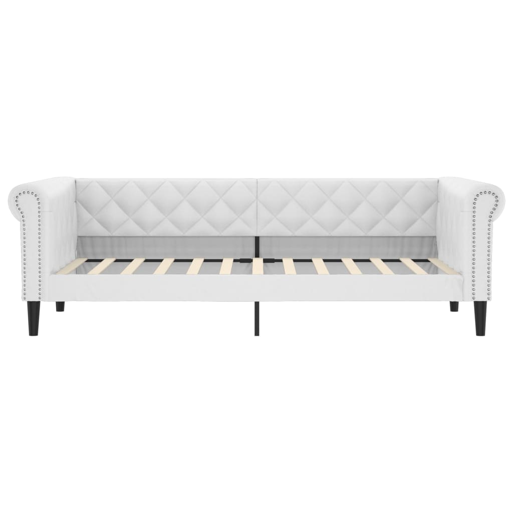 Slaapbank met onderschuifbed 90x200 cm kunstleer wit is nu te koop bij PeponiXL, paradijselijk wonen!