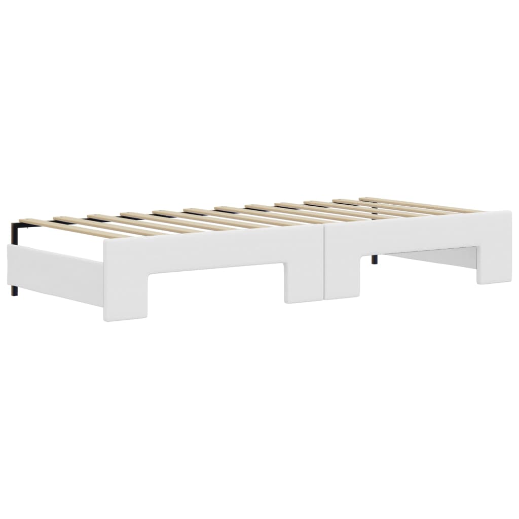 Slaapbank met onderschuifbed 90x200 cm kunstleer wit is nu te koop bij PeponiXL, paradijselijk wonen!