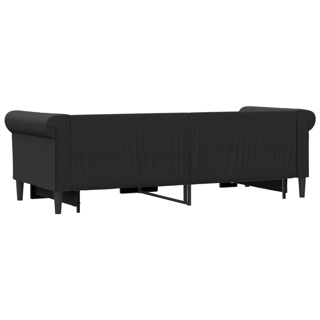 Slaapbank met onderschuifbed en lades 90x200 cm kunstleer zwart is nu te koop bij PeponiXL, paradijselijk wonen!