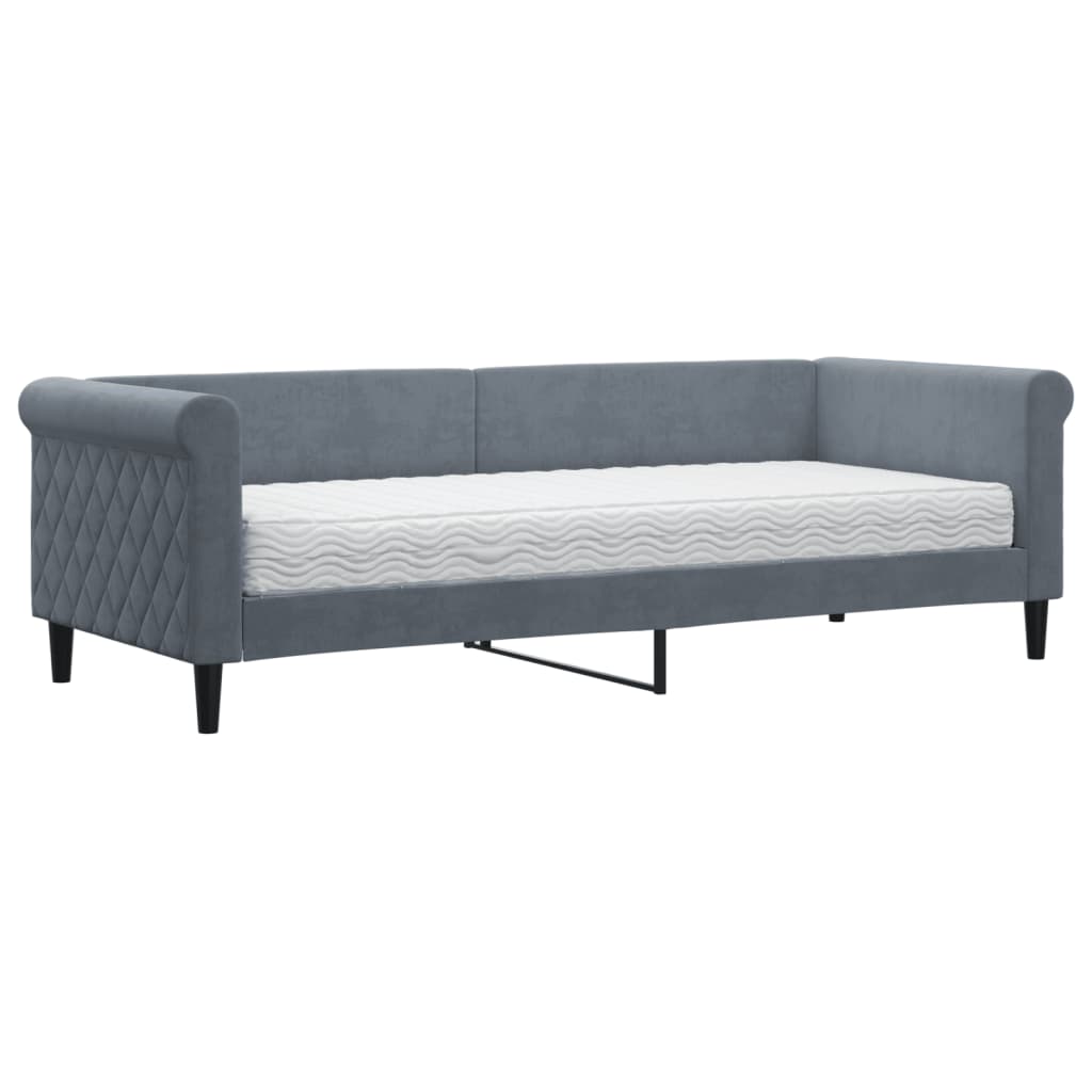 Slaapbank met matras 80x200 cm fluweel donkergrijs is nu te koop bij PeponiXL, paradijselijk wonen!