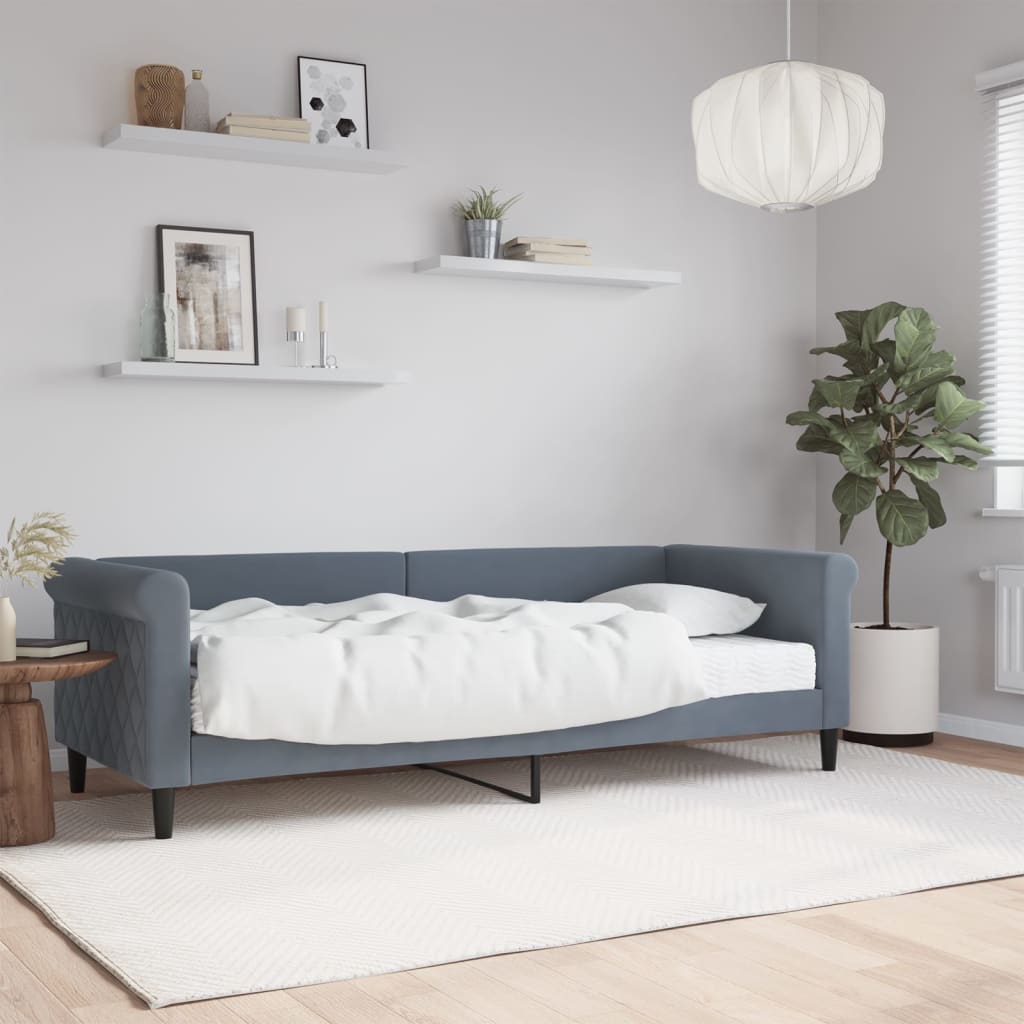 Slaapbank met matras 80x200 cm fluweel donkergrijs is nu te koop bij PeponiXL, paradijselijk wonen!