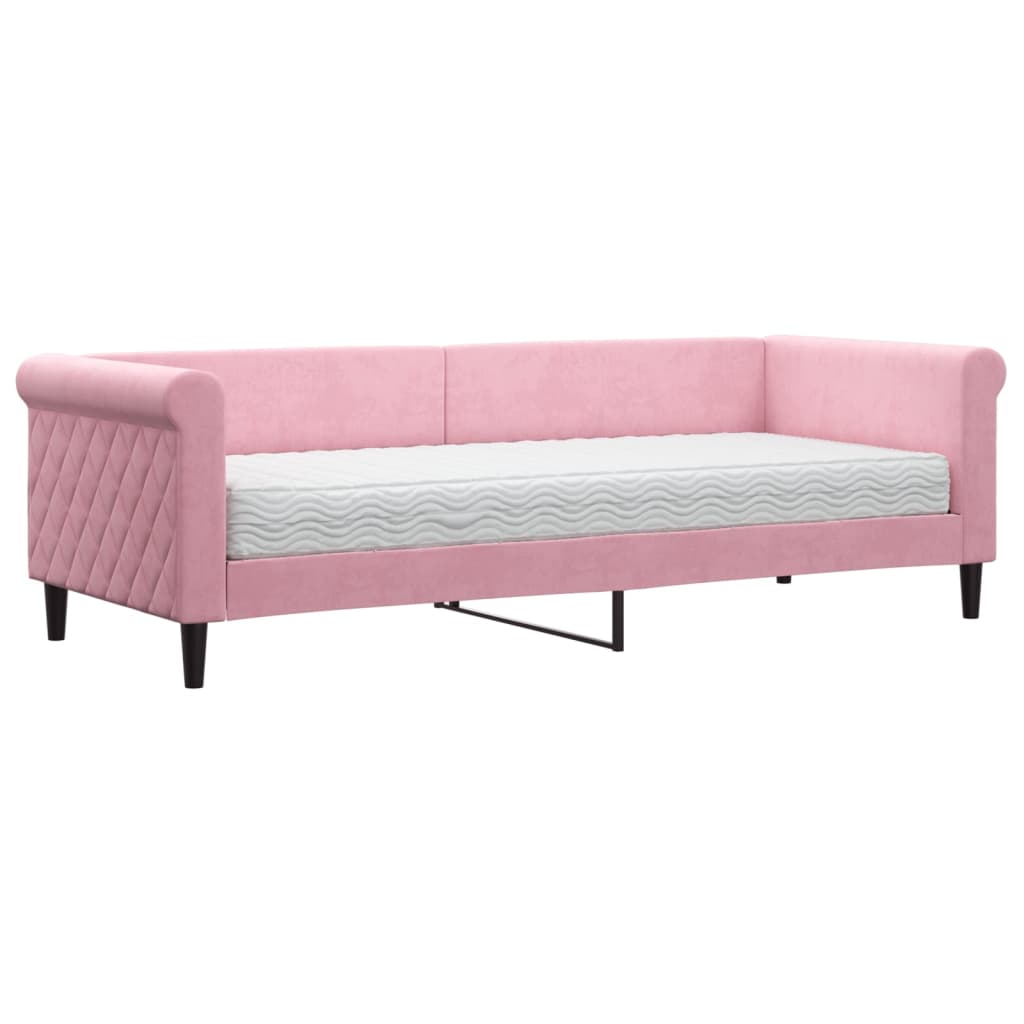 Slaapbank met matras 80x200 cm fluweel roze is nu te koop bij PeponiXL, paradijselijk wonen!