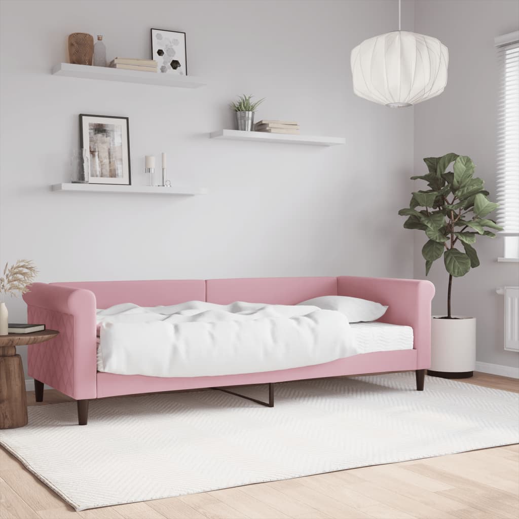 Slaapbank met matras 80x200 cm fluweel roze is nu te koop bij PeponiXL, paradijselijk wonen!