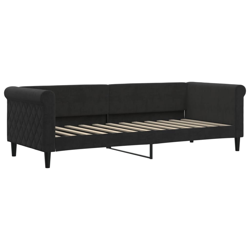 Slaapbank met matras 80x200 cm fluweel zwart is nu te koop bij PeponiXL, paradijselijk wonen!