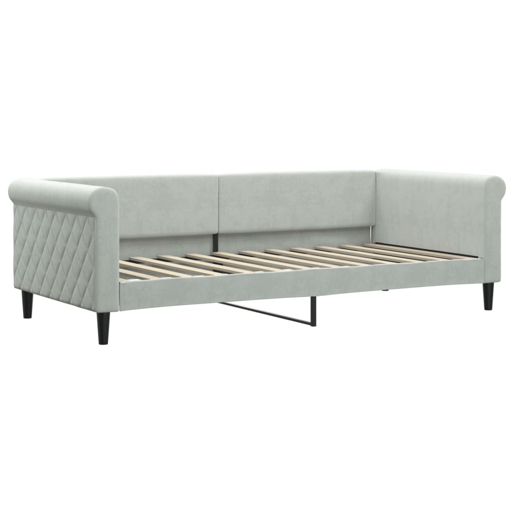 Slaapbank met matras 90x200 cm fluweel lichtgrijs is nu te koop bij PeponiXL, paradijselijk wonen!