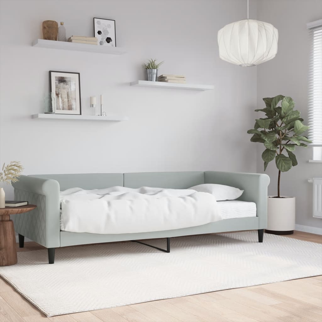 Slaapbank met matras 90x200 cm fluweel lichtgrijs is nu te koop bij PeponiXL, paradijselijk wonen!