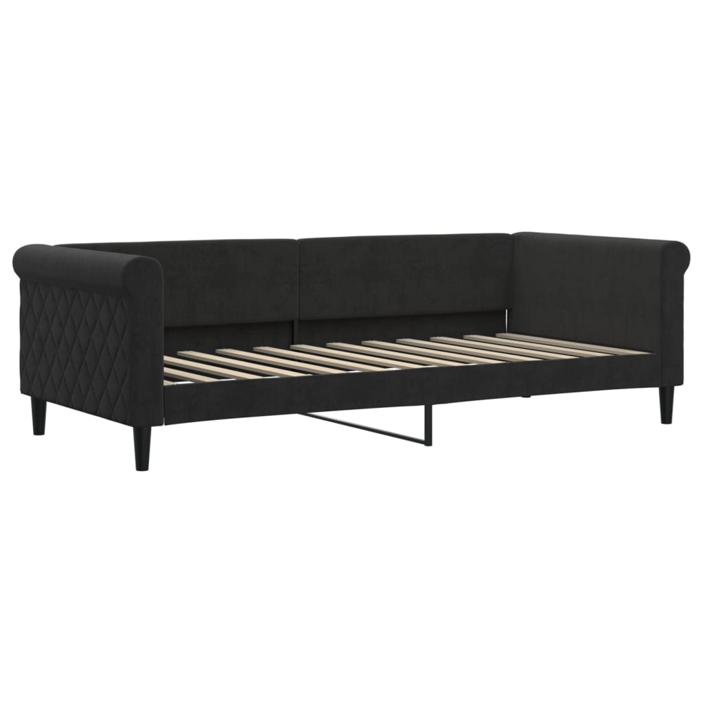 Slaapbank met matras 90x200 cm fluweel zwart is nu te koop bij PeponiXL, paradijselijk wonen!