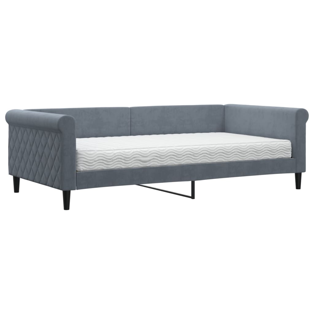 Slaapbank met matras 100x200 cm fluweel donkergroen is nu te koop bij PeponiXL, paradijselijk wonen!