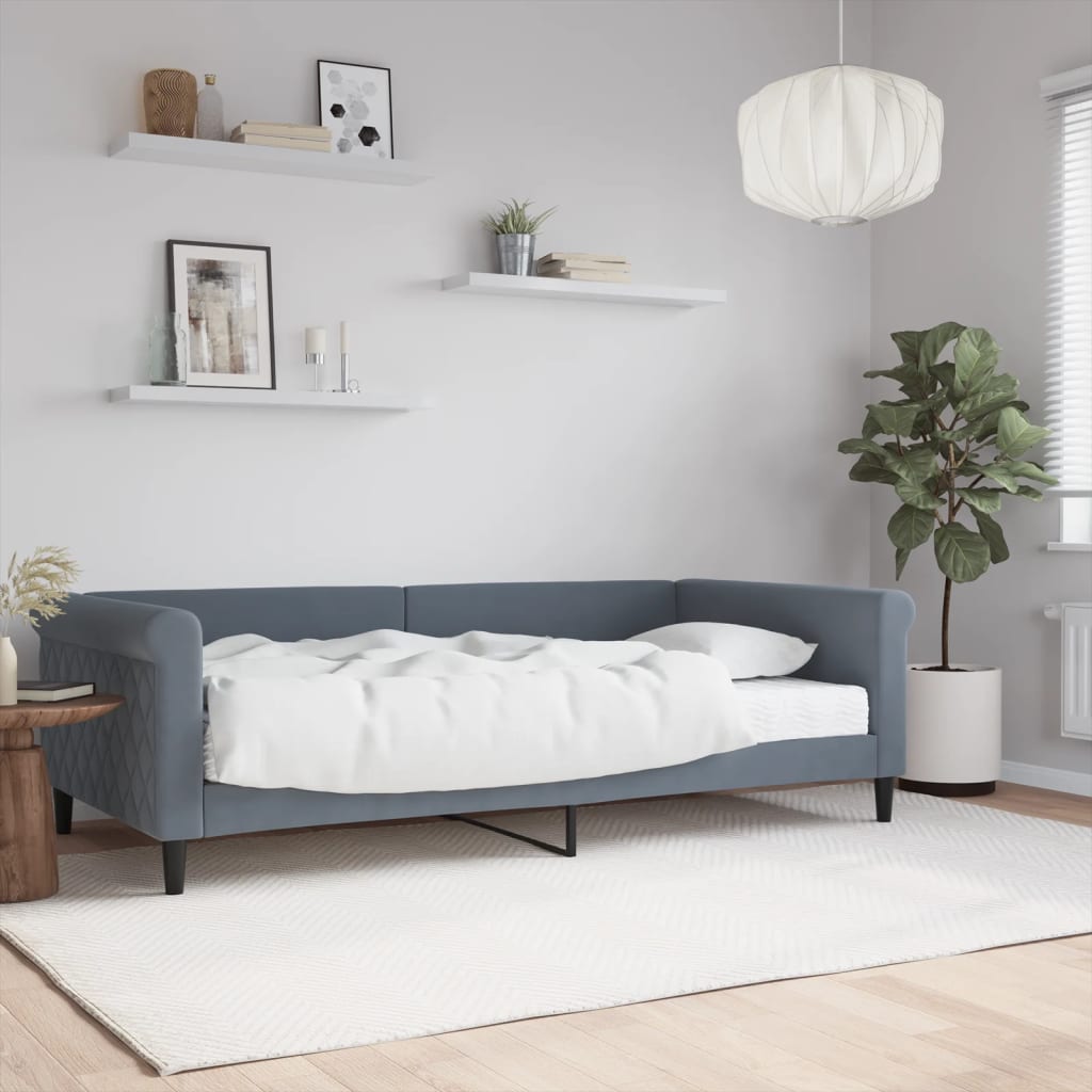 Slaapbank met matras 100x200 cm fluweel donkergroen is nu te koop bij PeponiXL, paradijselijk wonen!