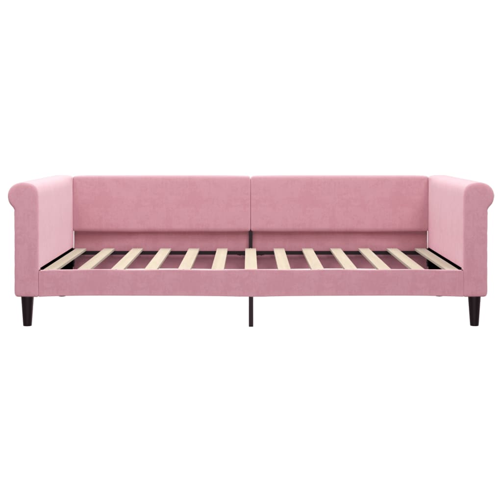 Slaapbank met matras 100x200 cm fluweel roze is nu te koop bij PeponiXL, paradijselijk wonen!