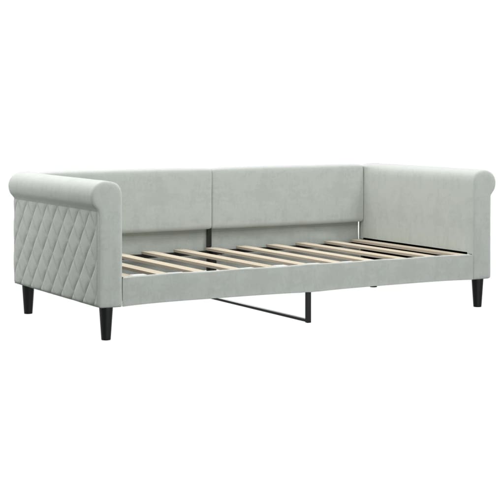 Slaapbank met matras 90x190 cm fluweel lichtgrijs is nu te koop bij PeponiXL, paradijselijk wonen!