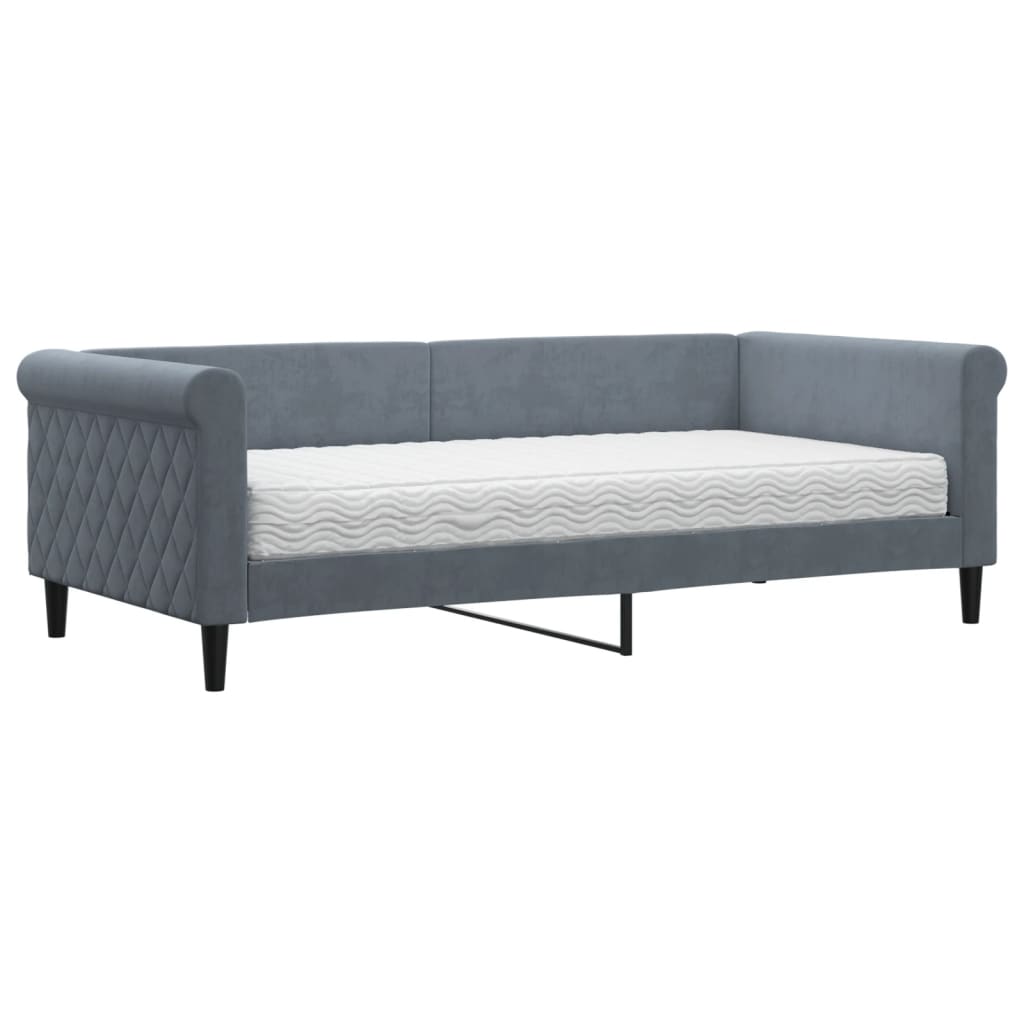Slaapbank met matras 90x190 cm fluweel donkergrijs is nu te koop bij PeponiXL, paradijselijk wonen!
