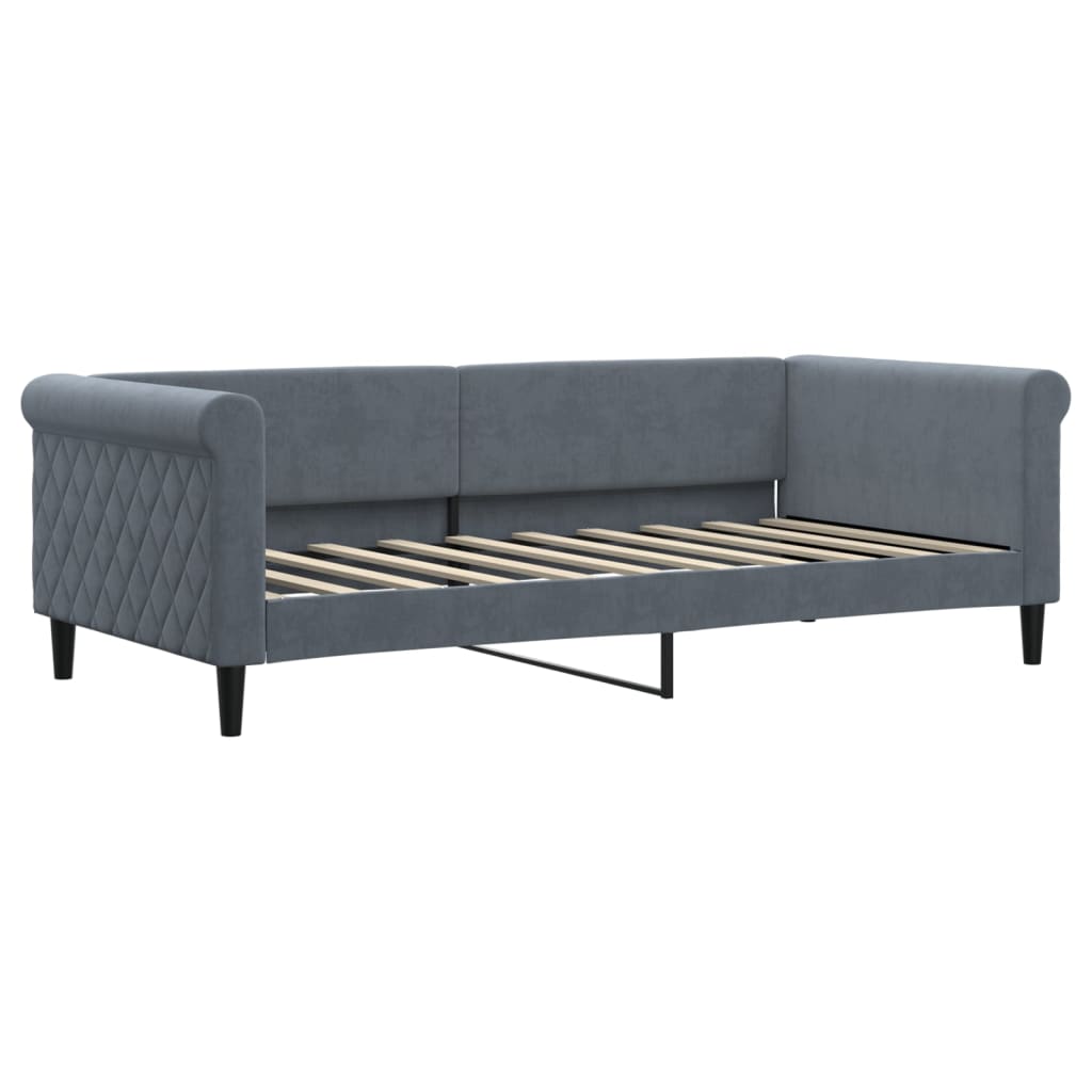 Slaapbank met matras 90x190 cm fluweel donkergrijs is nu te koop bij PeponiXL, paradijselijk wonen!
