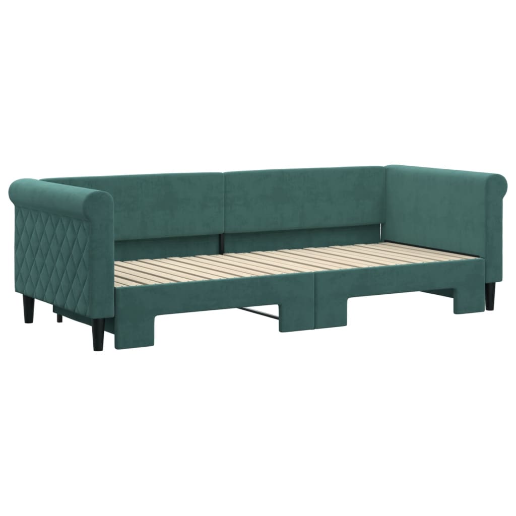 Slaapbank met onderschuifbed 80x200 cm fluweel donkergroen is nu te koop bij PeponiXL, paradijselijk wonen!