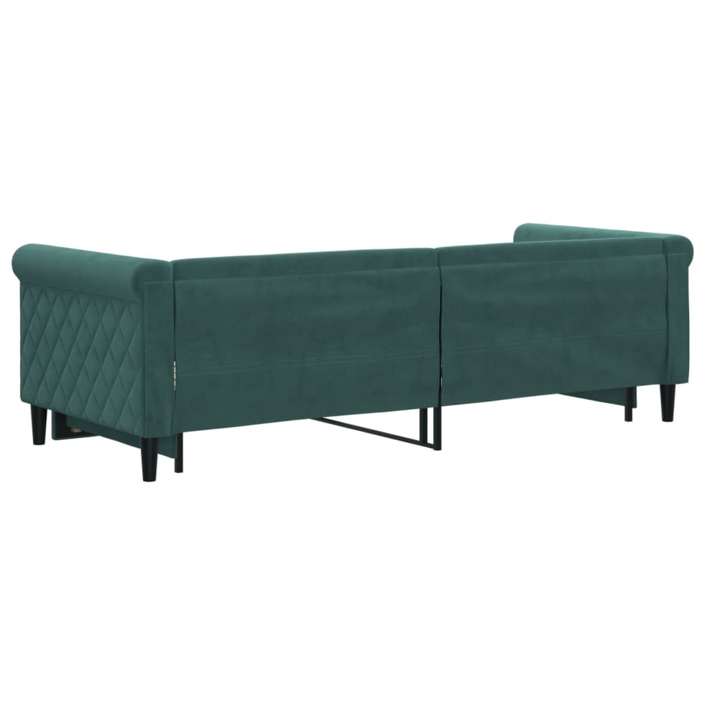 Slaapbank met onderschuifbed 80x200 cm fluweel donkergroen is nu te koop bij PeponiXL, paradijselijk wonen!