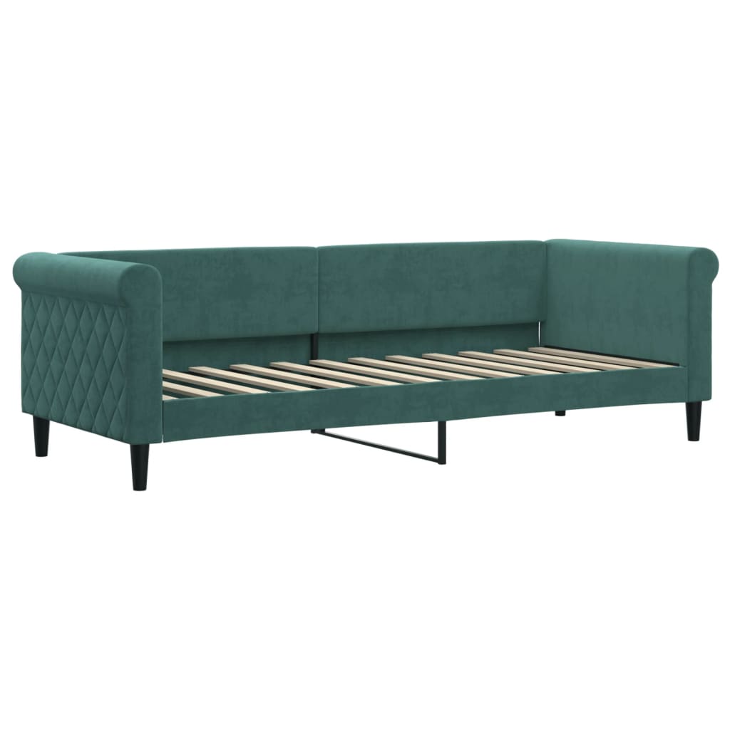 Slaapbank met onderschuifbed 80x200 cm fluweel donkergroen is nu te koop bij PeponiXL, paradijselijk wonen!