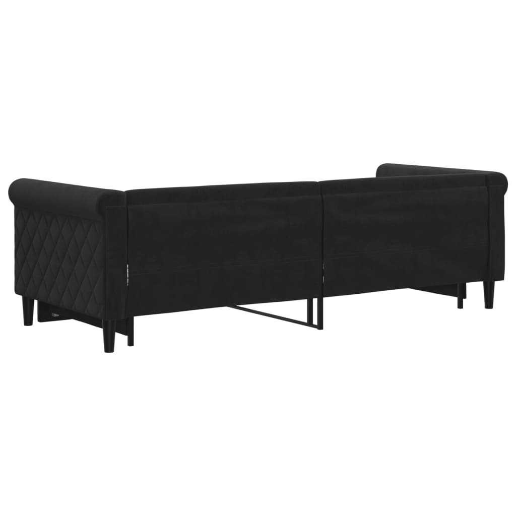 Slaapbank met onderschuifbed 80x200 cm fluweel zwart is nu te koop bij PeponiXL, paradijselijk wonen!