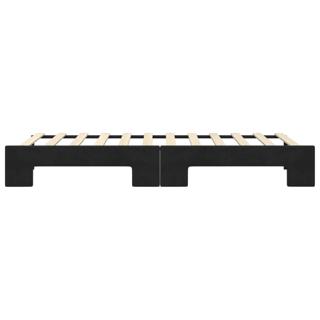 Slaapbank met onderschuifbed 80x200 cm fluweel zwart is nu te koop bij PeponiXL, paradijselijk wonen!
