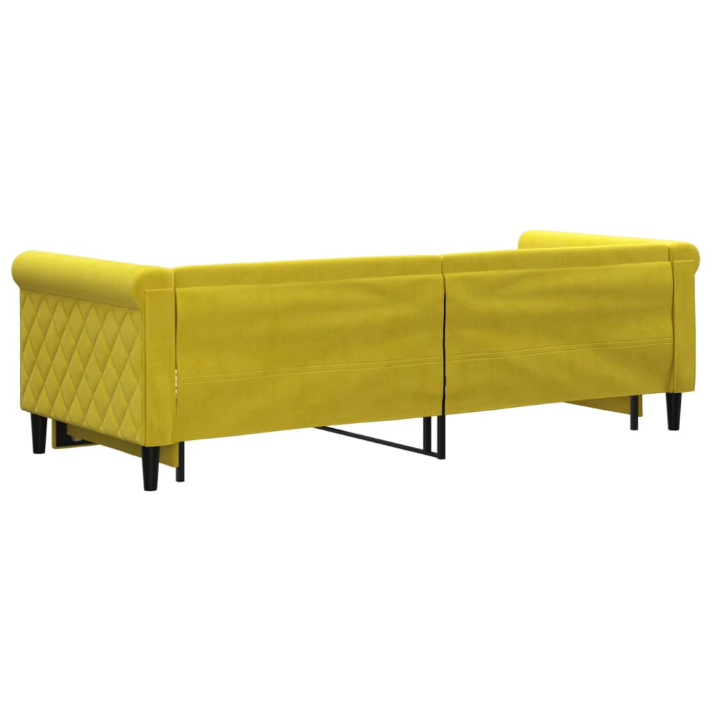 Slaapbank met onderschuifbed 80x200 cm fluweel geel is nu te koop bij PeponiXL, paradijselijk wonen!