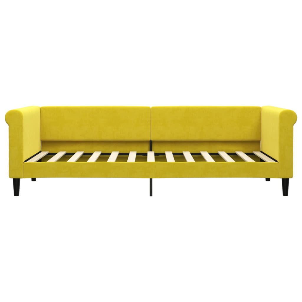 Slaapbank met onderschuifbed 80x200 cm fluweel geel is nu te koop bij PeponiXL, paradijselijk wonen!