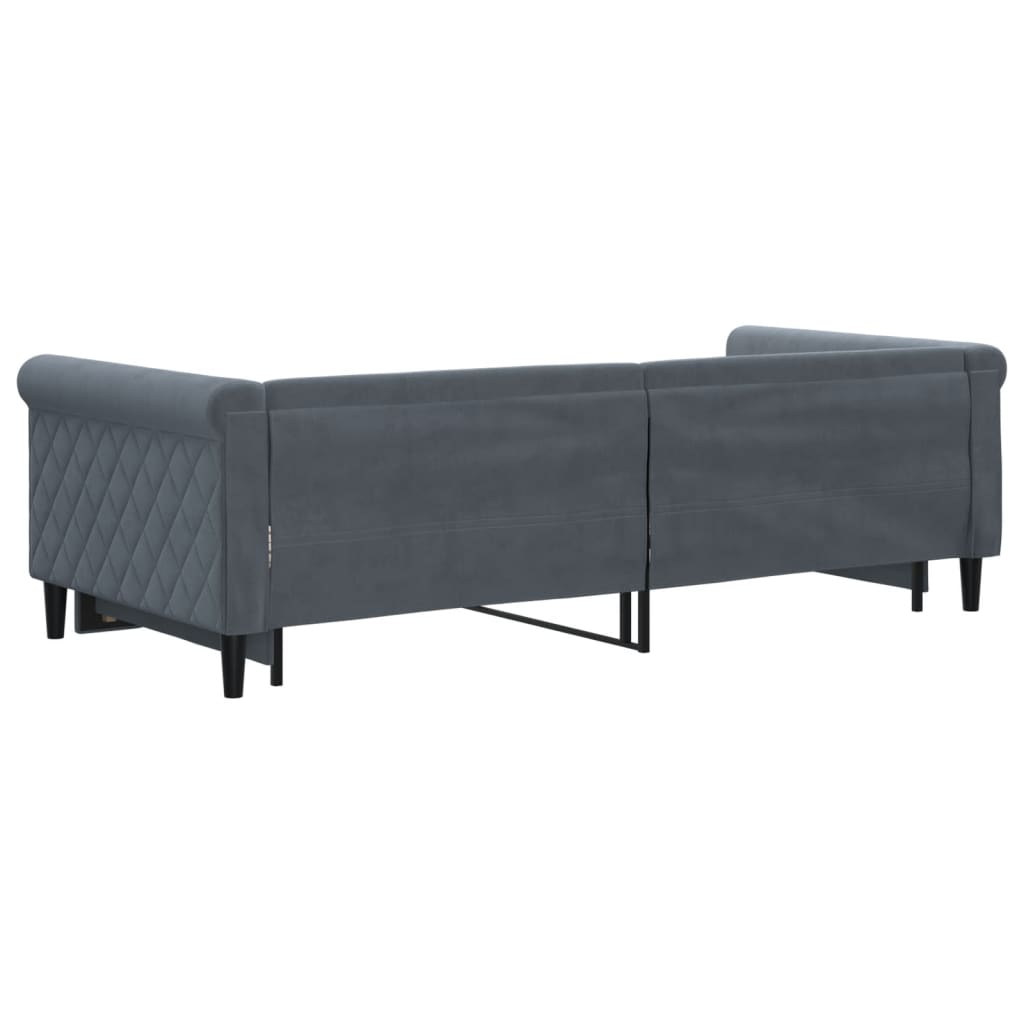 Slaapbank met onderschuifbed 90x200 cm fluweel donkergrijs is nu te koop bij PeponiXL, paradijselijk wonen!